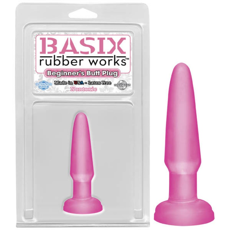 Basix Rubber Works Beginner's Butt Plug - Pink